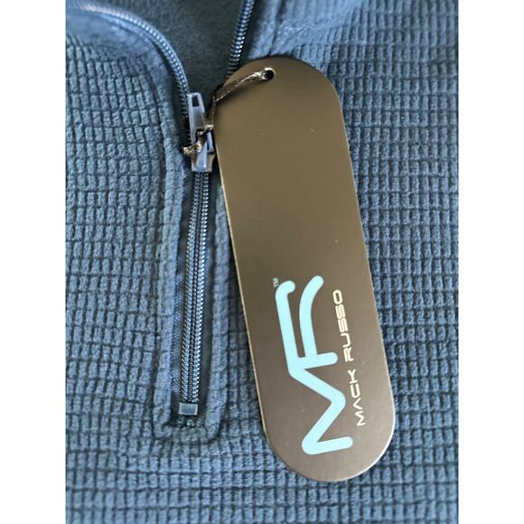 mack russo mens xl blue fleece 1/4 zip pullover kangaroo pocket sweatshirt nwt - Picture 4 of 7